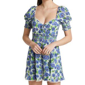 Alice + Olivia Mini Skater Dress Crawford Floral Eyelet in Perfect Pansy Size 2